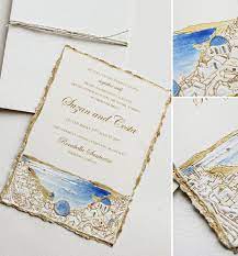 Suzan Y Momental Designs Watercolor Greece Wedding Invitation In 2021 Painted Wedding Invitation Wedding Invitations Handpainted Wedding Invitations