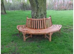 With the same radius as the second circle. Half Solid Teak Circular Tree Bench
