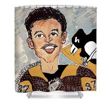 Sidney Crosby Sid The Kid Pittsburgh Penguins Shower Curtain by Geraldine  Myszenski