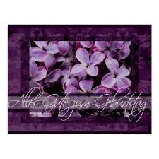 Happy Birthday In German Lilac Blossoms Postcard Zazzle Com Happy Birthday In German Lilac Blossom Floral Birthday Party