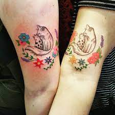Mother Daughter Small Cat And Kitten Tattoos Kitten Tattoo Tattoos For Daughters Mother Tattoos