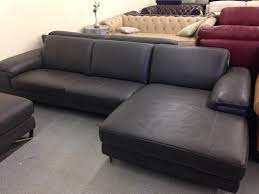 It also features adjustable ratchet headrests and elegant chromed steel legs. Bloomingdale S Nicoletti Dorian Slate Grey Leather Sectional Sofa