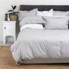 Blue ticking stripe duvet cover. Organic Ticking Stripe Duvet Cover Set Single Wallace Cotton Wolf Badger