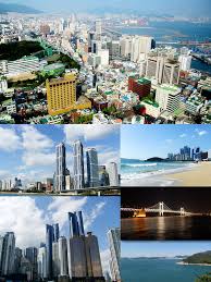 From Top Going Clockwise Downtown View Along Busan North Port Seen From The Busan Tower Haeundae Beach Nigh Teaching English Abroad South Korea Marine City