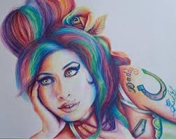 Amy Winehouse-print. Amy Winehouse-cadeau. Amy Winehouse regenboogkunst.  Uniek cadeau. Regenboog kunstafdruk. Amy-kunst. afdrukken. Kleurrijke  wanddecoratie