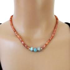 Carnelian Hemimorphite Larimar Necklace Sterling Silver Djstrang Orange Blue Green Gemstone Bead Boho Cottage Chic Sundance Style In 2020 Beaded Jewelry Necklaces Beaded Necklace Beaded Necklace Designs