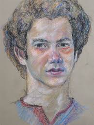 Mid-Century Male Portrait Drawing Original Masculine Wall Art Home Décor