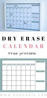 Diy Monthly Planner Dry Erase Calendar Free Printable Ajandalar Ofisler