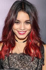 Vanessa Hudgens Debuts New Red Locks As She Rocks A Gothic Mini Dress Dailymail Red Ombre Hair Ombre Hair Color Ombre Hair