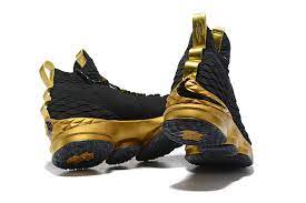Nike lebron xi parachute gold arctic green dark loden black 616175 700. Men S Nike Lebron 15 Black Gold Basketball Shoes On Sale