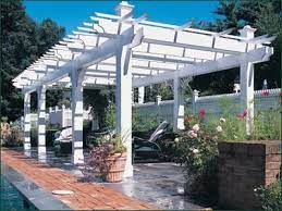 Vinyl pergola with solid roof. Layered Pergola Wood Pergolas Vinyl Pergolas From Walpole Woodworkers Pergola Vinyl Pergola Modern Gazebo