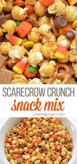 Scarecrow Crunch Snack Mix Recipe Halloween Caramel Corn Recipe Fall Snack Mixes Snack Mix Recipes Thanksgiving Snacks