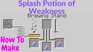 The minecraft potion of weakness is a negative effect potion that when drunk, will reduce your attack damage by 0.5. How To Make A Splash Potion Of Weakness In Minecraft Youtube
