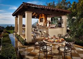 Mediterranean Outdoor Bar And Pavilion With Dining Area Outdoor Bistro Table Sets Patio Stones Patio Dining Table