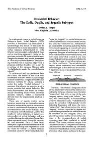 Intraverbal Behavior The Codic Duplic And Sequelic Subtypes Verbal Behavior Behavioral Analysis Applied Behavior Analysis
