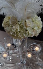 Roaring 20s Great Gatsby Inspired Feather Wedding Centerpiece Feather Centerpiece Wedding Flower Centerpieces Wedding Feather Wedding