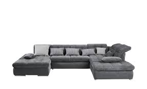 Wohnlandschaft Grau Webstoff La Palma Couch Sofa Decor