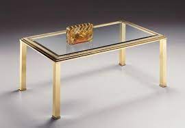 Brunello solid wood coffee table. Rectangular Coffee Table For Living Room Brass And Glass Idfdesign
