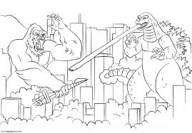 Upon godzilla's defeat at the hands of the giant king ghidorah, godzilla faces a mirror version of himself, the cosmic king of carnage spacegodzilla! Godzilla Fights King Kong Coloring Pages Godzilla And Kong Coloring Pages Coloring Pages For Kids And Adults