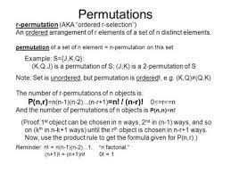 Permutations R Permutation Aka Ordered R Selection An Ordered Arrangement Of R Elements Of A Set Of N Dis Discrete Mathematics College Subjects Mathematics