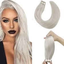 Find hair extensions according to your hairstyle. Laavoo Natural Tape In Hair Extensions Human Hair Blonde Glue In Remy Hair Extensions Platinum Blonde