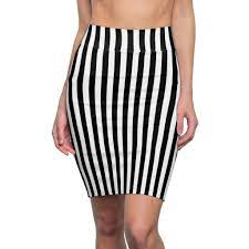 Black and white vertical striped skirt