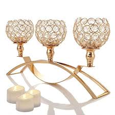 Gold crystal candle holder centerpieces. Manvi Gold Crystal Candle Holders 3 Holders Metal Candelabra For Mothers Day Wedding Gifts Weddings Parties Dinning Table Centerpieces Christmas Festival Birthday Gifts Wantitall