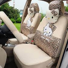 196 31 18pcs Hello Kitty Car Seat Interior Accessories Polyester Leopard Car Interior Sets Bei Hello Kitty Car Cute Car Accessories Car Interior Accessories