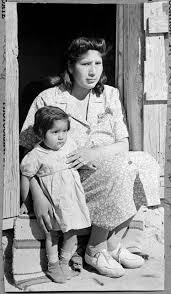 Leness Navenna & daughter. Mishongnovi Village-Second Mesa. March, 1944.