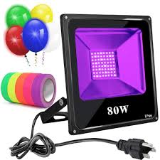 Led Blacks Lights 80w Blacklights With 5 Led Balloons Neon Glow Tapes Uv Black Light Flood Light For Christmas Blacklight Party Birthday Wedding Stage Lighting Glow In The Dark Party Supplies