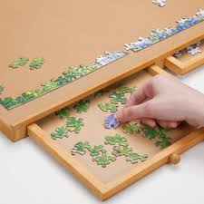 Bits And Pieces Puzzle Table Bits And Pieces Standard Size Wooden Puzzle Plateau Smooth Fiberboard Work Surface Four Sliding Drawers Complete Wooden Puzzles Puzzle Storage Puzzle Table