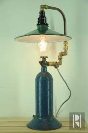 Industrial Vintage Gas Bottle Lamp Rustic Light Accent Lamp Table Lamp Recycle Up Cycle Brass Enamel Dutch Copper St Lamp Bottle Lamp Rustic Lighting