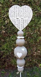 Stele Gartenstecker Herz Weiss Grau Frostfest Gartenstecker Pflanzenschilder Garten