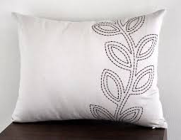 Black And White Lumbar Pillow Cover Lumbar Pillow Cover Decorative Pillow Cover Cream Linen Pillow Cover Dark Brown Botanical Embroid Embroidered Cushions Linen Pillow Covers Pillow Embroidery