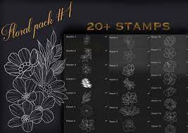 Learn to make more easy procreate brushes with my tutorials. 20 Floral Flower Stamps For Procreate Flower Stamp Stamp Floral Tattoo Design