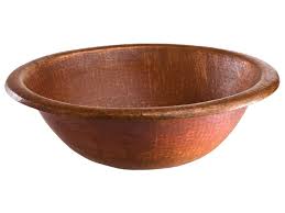 hand hammered copper sink bowl with drain