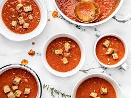This is a tomato basil soup where you don't need any heavy creams or a roux because it's just perfect with the roasted veggies! Secret Ingredient Tomato Soup Recipe Vegan Budget Bytes
