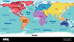 World Map With Names Of Continents World Map With Continents Names And Oceans Stock Vector Image & Art - Alamy