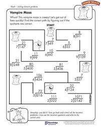 Vampire Maze Division Problem Worksheets For Kids Jumpstart 4th Grade Math Math Worksheets Fun Math Worksheets