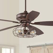 52 Oil Brushed Bronze Ceiling Fan W Cage Led Light Kit 57t56 Lamps Plus Bronze Ceiling Fan Ceiling Fan With Light Ceiling Fan