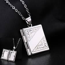 925 solid sterling silver oval locket necklace. Jewelry 925 Sterling Silver Book Photo Locket Square Box Pendant Necklace Chain 16 30 Wish