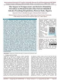 Though we can get very cold weather conditions in some areas. The Impact Of Temperature And Relative Humidity Elevation On Mental Health Of In Patient Admitted Into Jos Teaching Hospital Jos Plateau State Nigeria Mental Disorder Regression Analysis