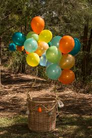 These hot air balloons are hanging planters. Hot Air Balloon Vintage Transport Birthday Party Ideas Photo 1 Of 22 Catch My Party