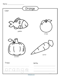 Color Orange Printable Color Trace And Write Kindergarten Worksheets Color Worksheets For Preschool Teaching Printables