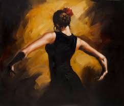 Female beautiful woman proffesional dancer in red dress performs dance of argentine flamenco on scene. Quadro Ballerina Di Flamenco Di Fabian Perez Pittura Flamenca Falso D Autore 60x50cm Contemporanei