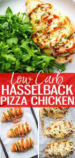 This Hasselback Pizza Stuffed Chicken Is A Delicious Way To Spice Up Boring Old Chicken Breasts And Satisfy Yo Healthy Recipes Chicken Recipes Low Carb Chicken