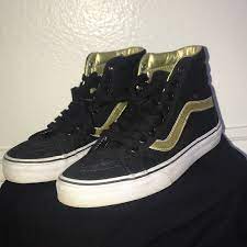 Shop our new arrivals, brands, & styles for a limited time at journeys today! Vans Shoes Black And Gold High Top Vans Poshmark