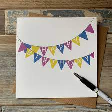 Today is the right time for me to say, how grateful i am to you for we can help make any occasion special with a personalised gift or card. Birthday Card Happy Birthday Bunting Design Which Can Add Etsy Happy Birthday Cards Handmade Happy Birthday Cards Diy Watercolor Birthday Cards