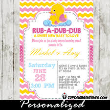 Shop pink rubber duck baby shower invitations created by littleprintsparties. Yellow Pink Rubber Ducky Baby Shower Invitation Personalized Cupcakemakeover