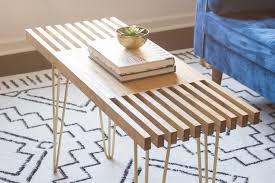 Midcentury side or coffee tables with hairpin legs original, france, 1950s. Diy Slatted Coffee Table With Hairpin Legs Erin Spain